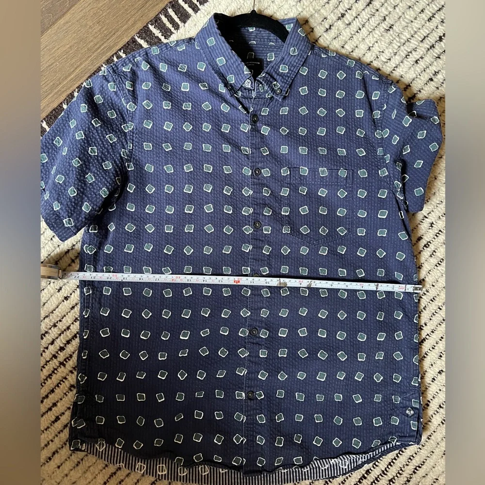 Club Monaco Blue Geometric Print Shirt - Picture 8 of 9